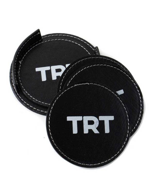 TRT Logolu Deri Bardak Altlığı 4'lü
